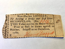 Billet de loterie New Haven en relief 1780 - Pont sur l'East River - Gagnant 10 $