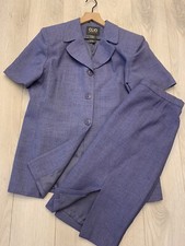 CLIO 2 Blue Short Sleeve Jacket And Split Pencil Skirt Suit Set Sz 14