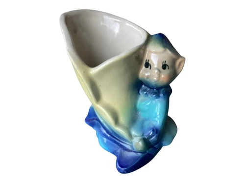 Shawnee Pixie elf Planter Pottery Ceramic Tulip Flower
