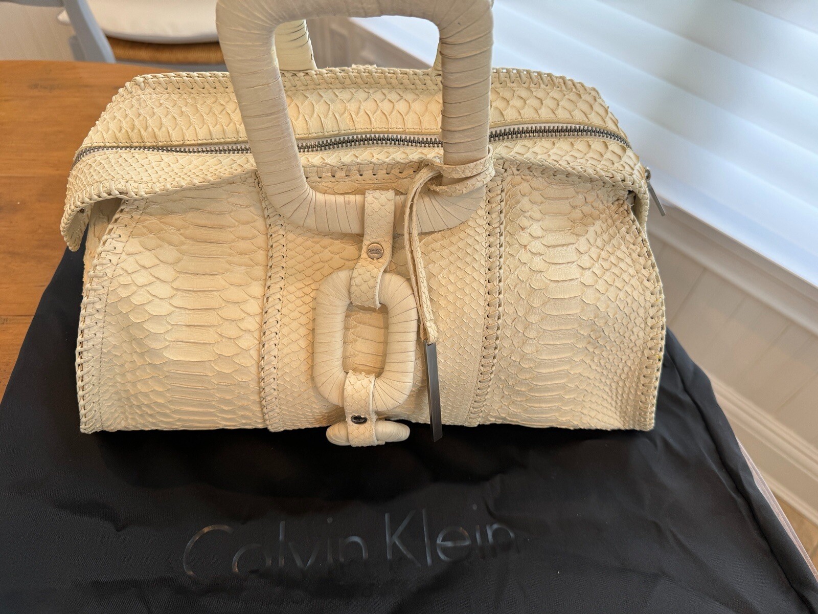 Calvin Klein Collection Large White Python Design… - image 1