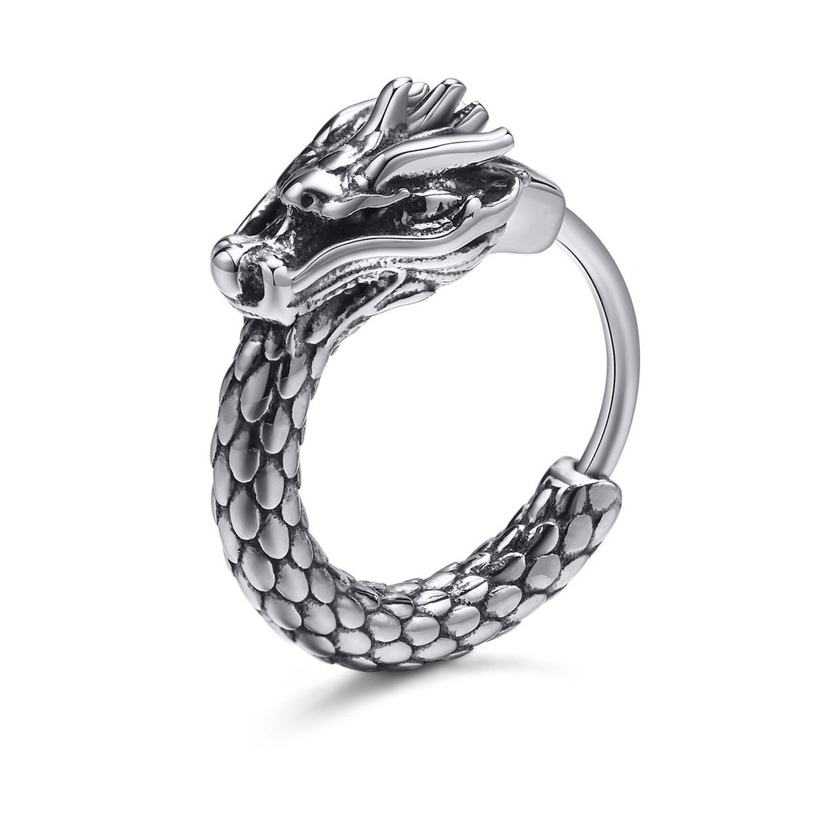 Men's Gothic Chinese Dragon Hoop Earrings Stainless Steel Men's Gothic Chinese Dragon Hoop Earrings Stainless Steel