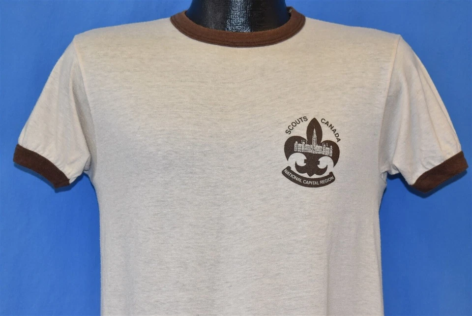 vtg 80s BOY SCOUTS AMERICA WORLD XV JAMBOREE MONDIAL '83 CANADA RINGER t-shirt M - Image 3 of 4