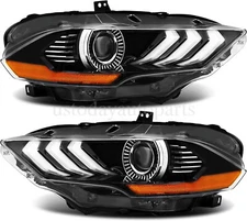 Full LED Headlights Pair LH RH For 2018-2023 Ford Mustang Projector Headlamp DRL