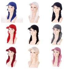 Women Long Tails Summer Sun Hat Ladies Head Hair Wrap Turban Stretch Elastic Cap