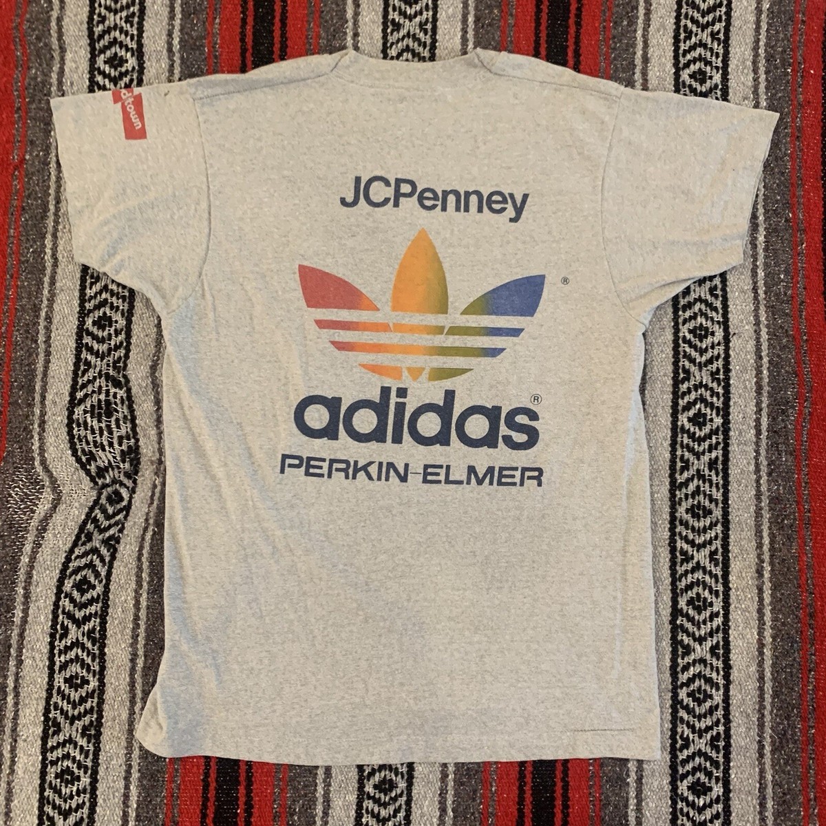 Vintage 80s Adidas Asbury Park 10k Classic Rainbow Trefoil Running