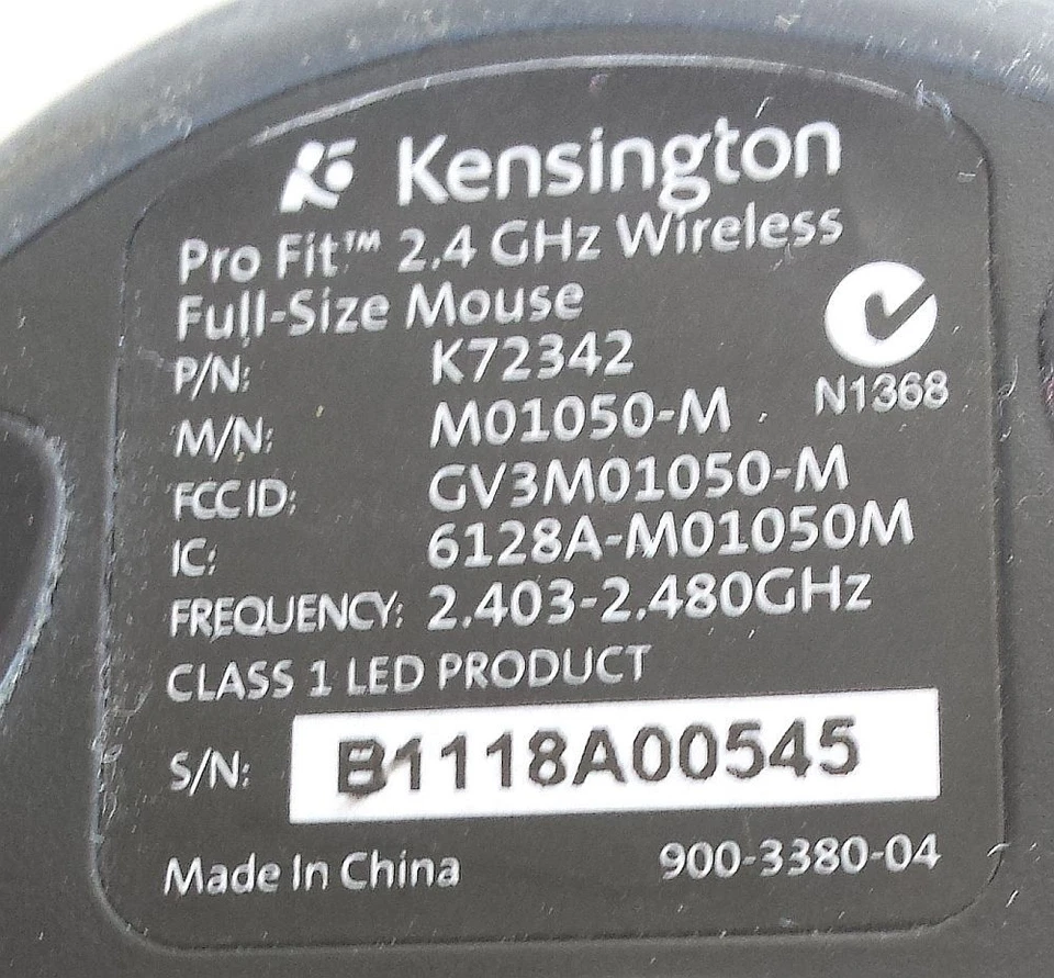 Kensington Pro Fit Full-Size Mouse USB K72342 MISSING RECEIVER COVER Used - Image 4 of 4
