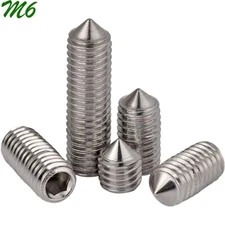 M6 - 1.0 A2 Stainless Steel Cone Point Grub Screws Hex Socket Set Screws DIN 914