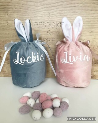 Personalisierte Osterhase Geschenktasche Ohren Kaninchen rosa oder blau Geschenk 1. Klasse