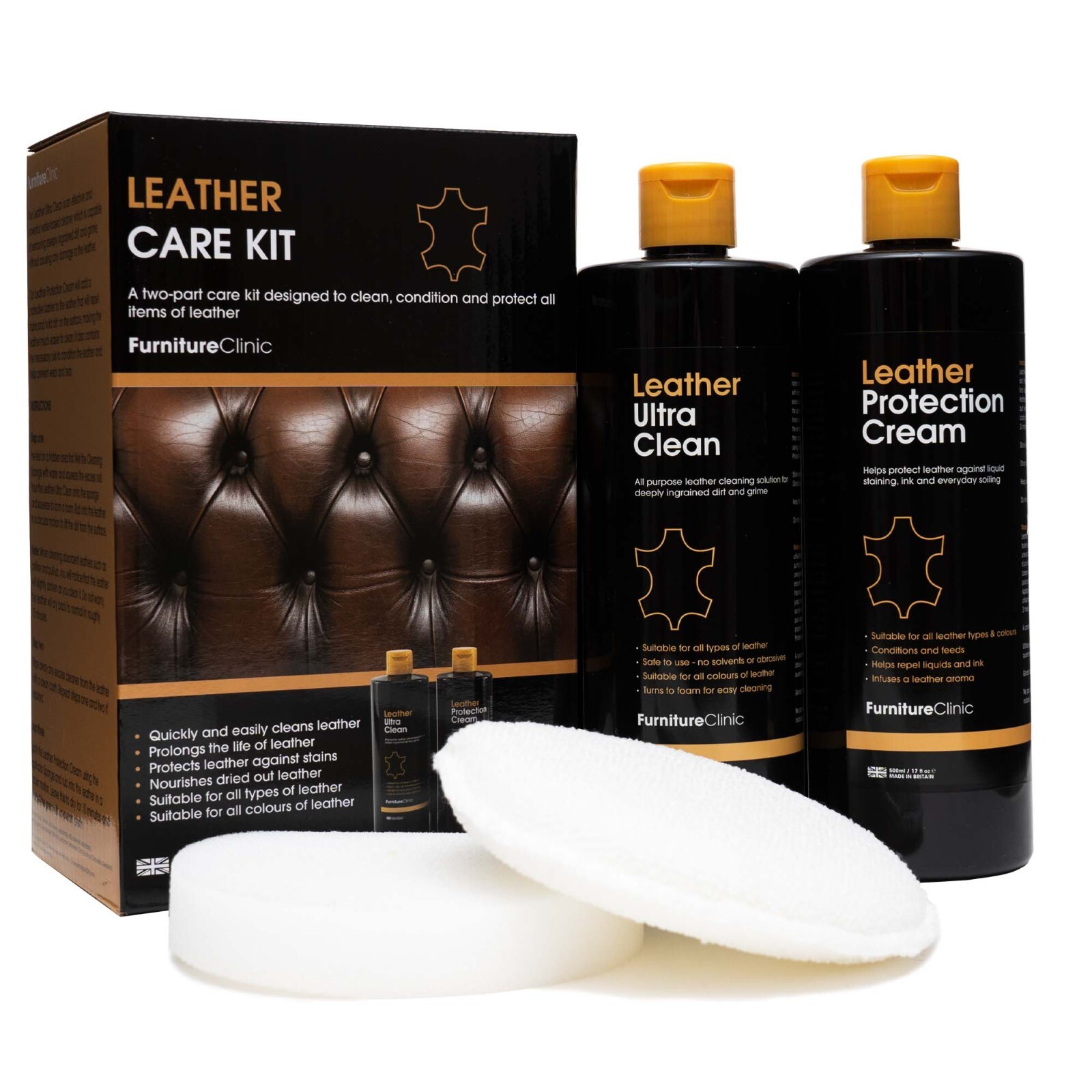 Leather Care Kit Leather Cleaner & Protector for Sofas, Car Seats