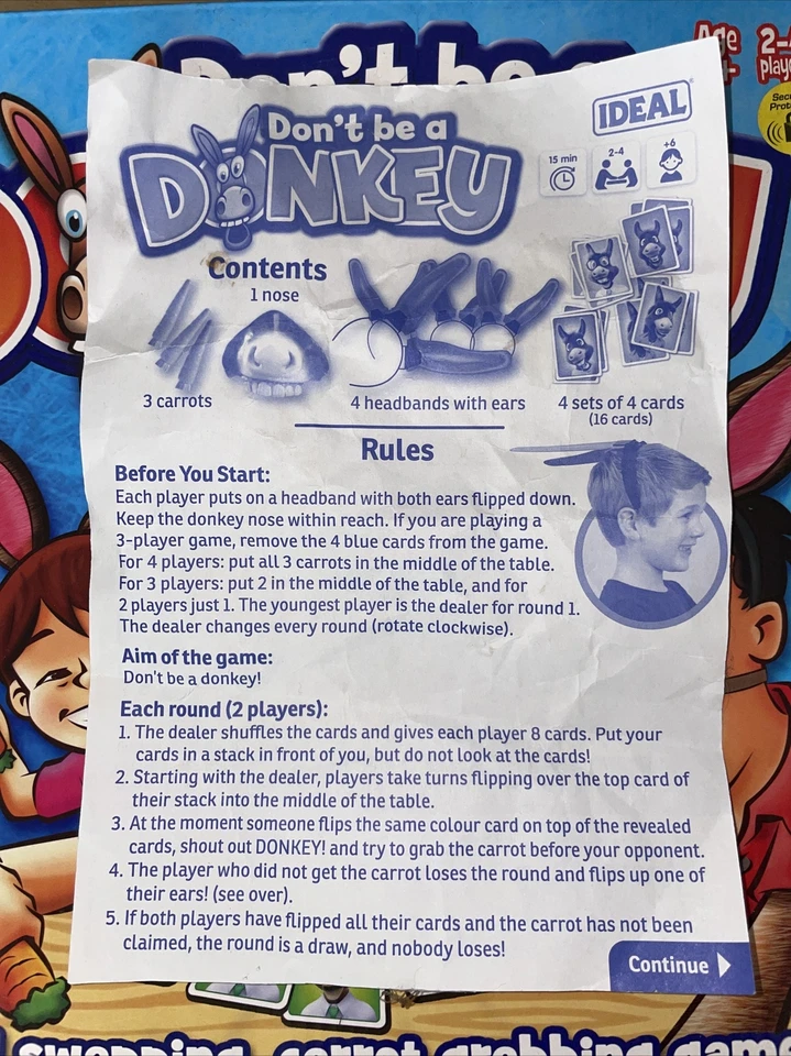 Don't Be A Donkey BOARD Game IDEAL Nice & Complete GREAT Family Fun FUN XMAS - Image 2 of 4