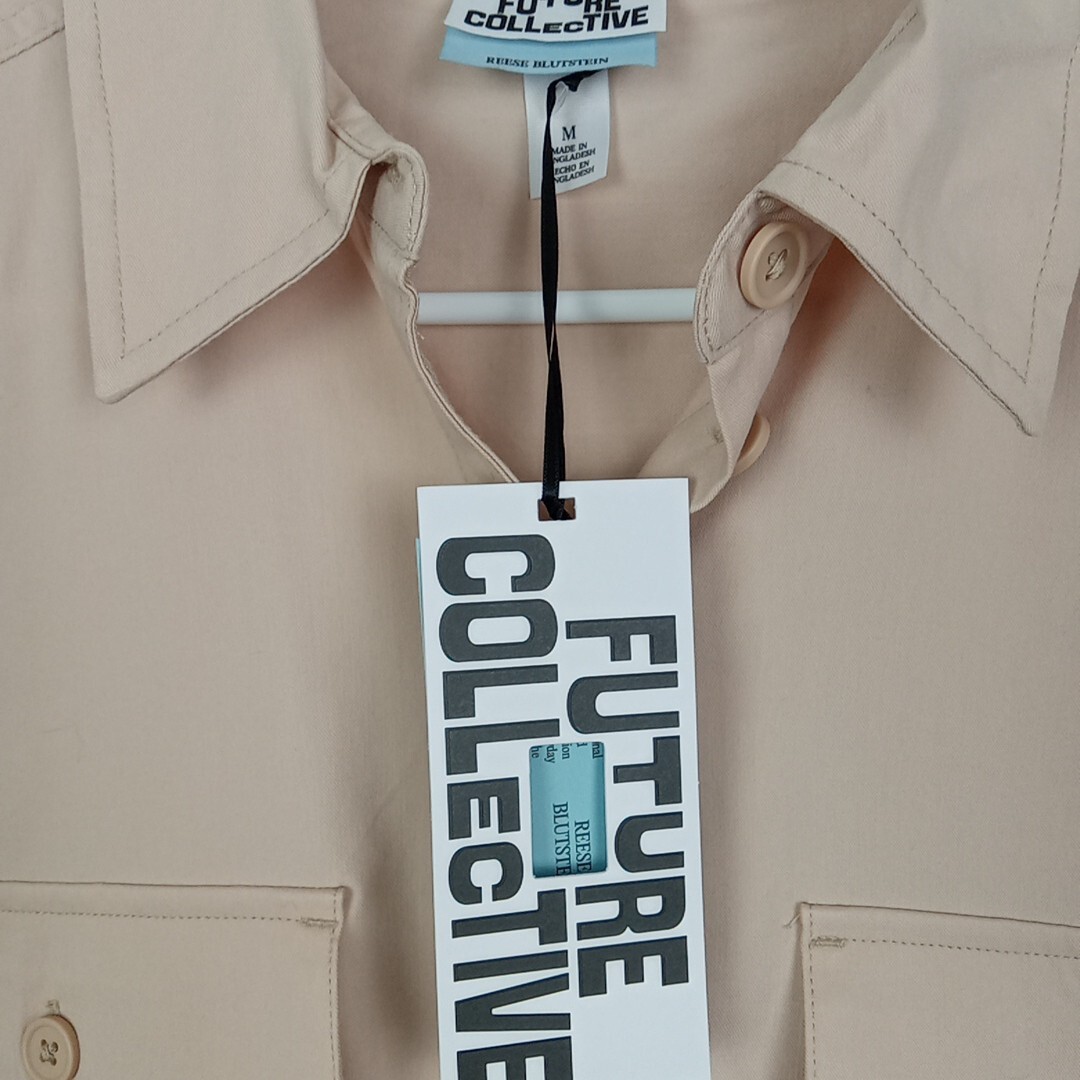 Future Collective Shirt Women's Medium Tan Button Up L/S Career Workwear Top