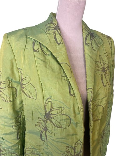 Garfield & Marks Spring Green Floral Print Lined Blazer Sz 10 Made in USA Jacket - Picture 3 of 8