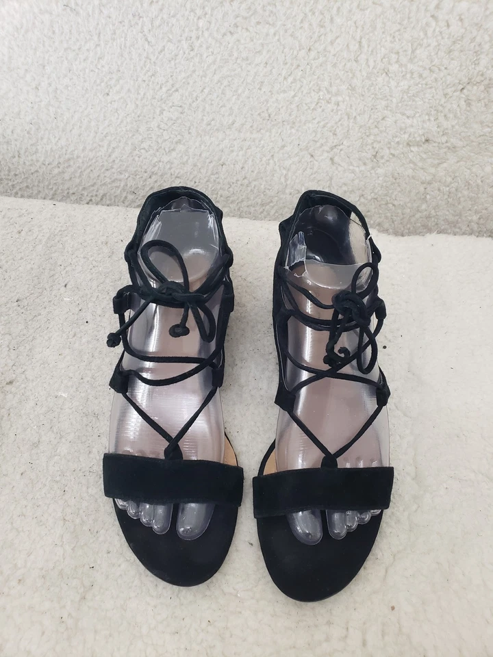 Tahari Camden Women Sandals 7M Black Suede Lace Up Gladiator Flat Summer Shoes - Image 3 of 4