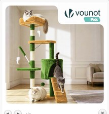 VOUNOT Cat Tree with Scratching Posts Multi - Level Cat Activity 112cm Green
