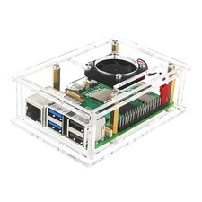 Acrylic Case For Raspberry Pi 5 Transparent Box With Cooling Fan Heatsink