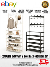 5-Tier Reinforced Shoe Rack  Hat Organizer - Portable Entryway Storage Shelf
