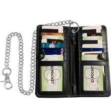 IBRO Motorcycle Chain Wallet for Men 100 Natural Genuine Leather, Long