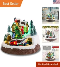 Christmas Village Houses, Polyresin Christmas House Village with Moving Train...