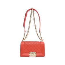 Chanel Boy Chanel Calf Shoulder Bag Women Red One Size