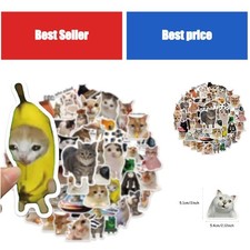 Cat Meme Stickers 50/100 Pcs Funny DIY Graffiti Decals for Water Cups