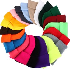 Beanie Winter for Women Men Boys Girls Crochet Skullies Hat Solid Color Unisex A