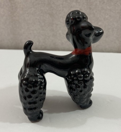 Vintage Black Poodle Dog Figurine 2.75" ceramic - Picture 4 of 6