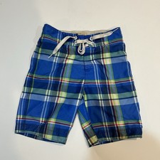 Abercrombie kids boys blue plaid board swim trunks size medium beach, preppy