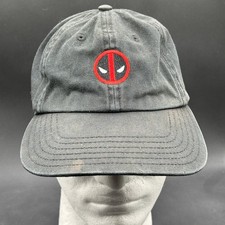 Marvel Deadpool Hat Men's One Size Black Adjustable Logo Embroidered