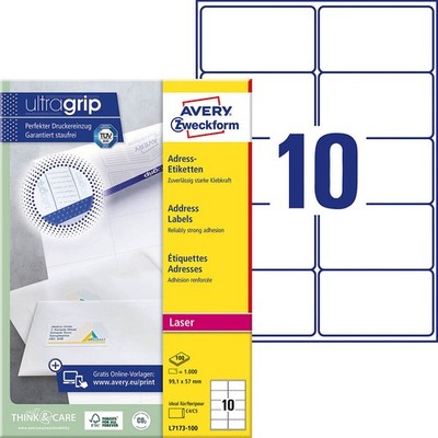 AVERY Zweckform Adressetiketten weiß 99,1 x 57,0 mm, 100 Blatt