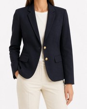 J.CREW Schoolboy Navy Wool/Notch Lapel Lined Blazer Women s 4
