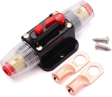 60A Audio Inline Circuit Breaker 12V, Reset Fuse Holder 60amp with Manual 60A