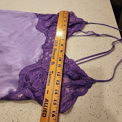 Vintage Shirley Maxi Gown M Purple Sleepwear Lingerie Slip Pj - Picture 6 of 10