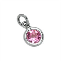 Sterlingsilber & Opal 5Mm Rund Cz Kristall Oktober Geburtsstein Charm AnhäNger