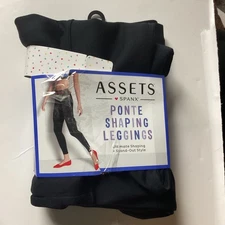 NEW Assets Spanx Ponte Shaping Leggings Very Black Large FL4915 Super Opaque