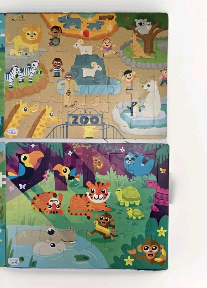 Chuckle & Roar 4 Tray Puzzles 4 Pack Farm, Dinosaurs, Jungle & Zoo - Image 3 of 4