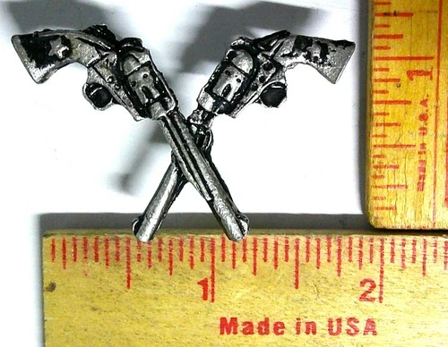 crossed pistols pin vintage collectible old US Military Civil War uniform gun