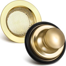 Retisee 2 Pcs Kitchen Sink Drain Strainer Stopper Set Stainless Steel Gold