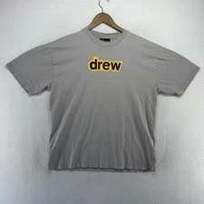 Drew House Shirt Men's medium Gray Graphic Spellout Logo Cotton Basic Crewneck