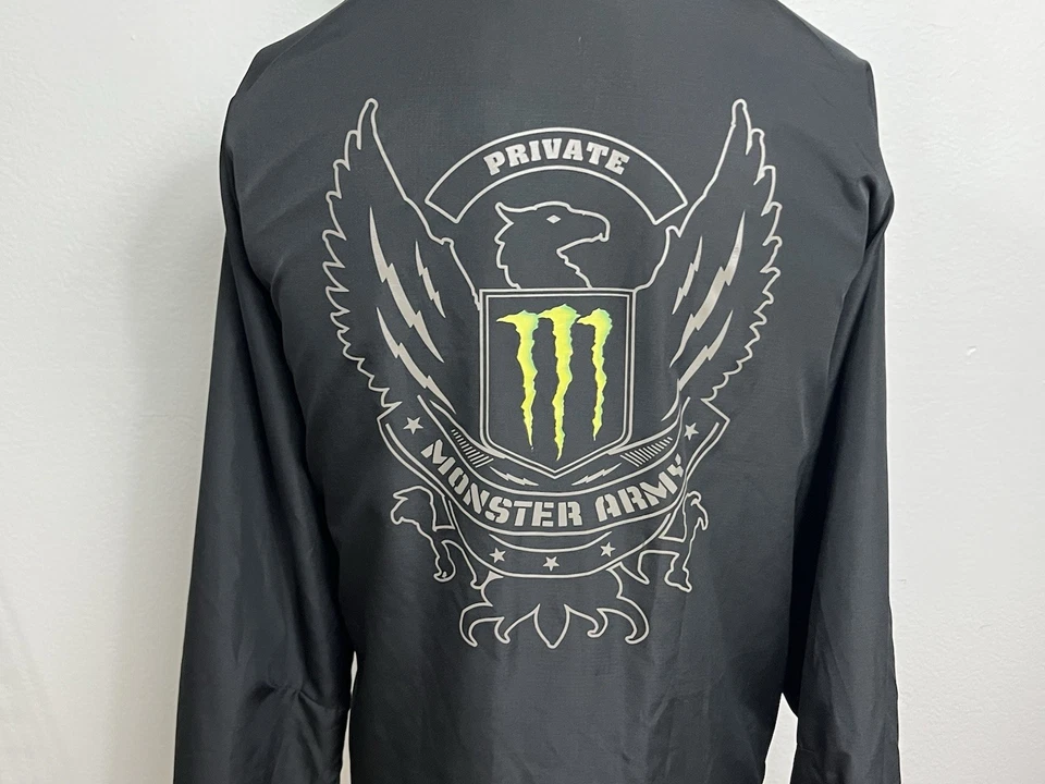 Monster Energy Advanced Moto Unit Windbreaker Hoodie Mens Lg Black Full Zip - Photo 2/4