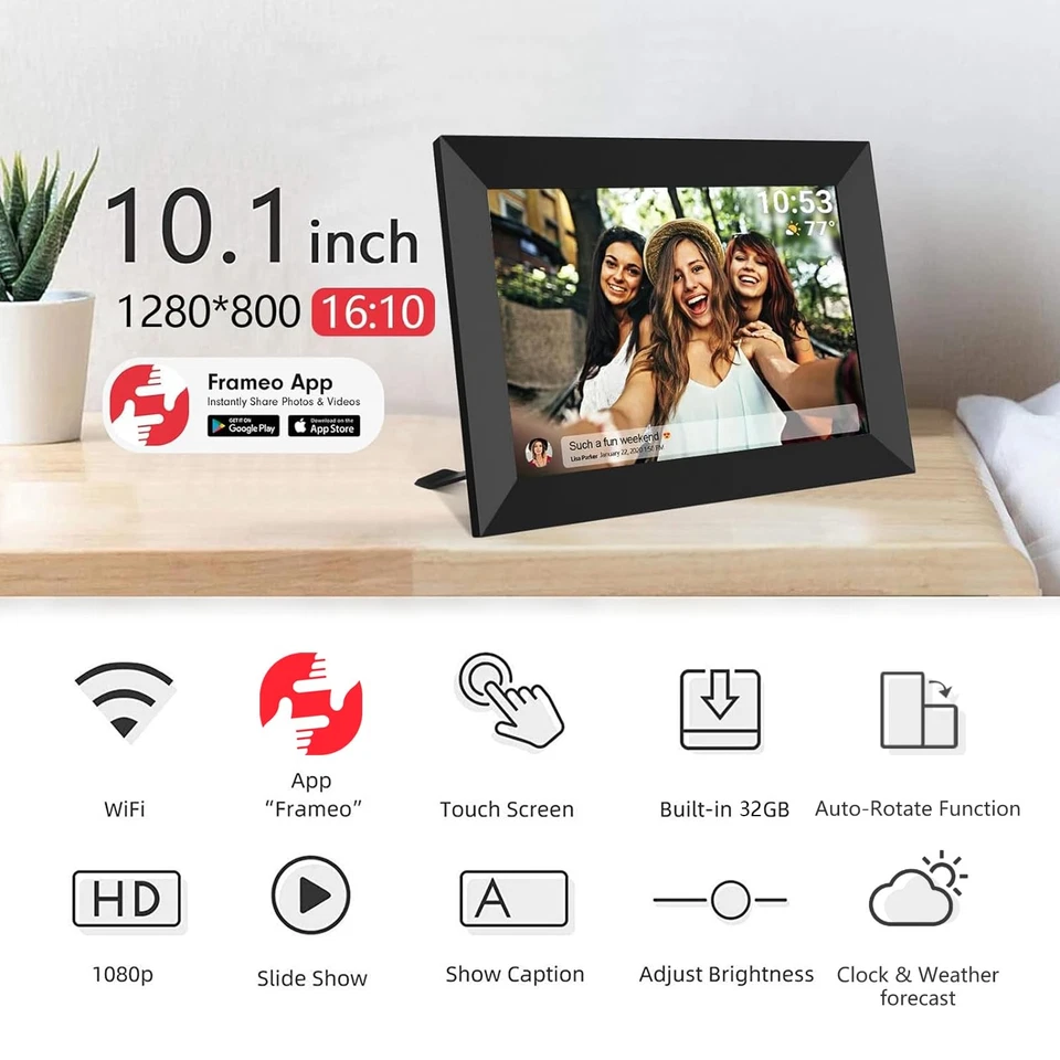 32GB FRAMEO 10.1 Inch Smart WiFi Digital Photo Frame 1280x800 IPS LCD Touch S... - Image 4 of 4