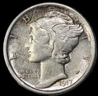 1917 10C Mercury Dime- choice au {obverse scratches) free shipping- jam608