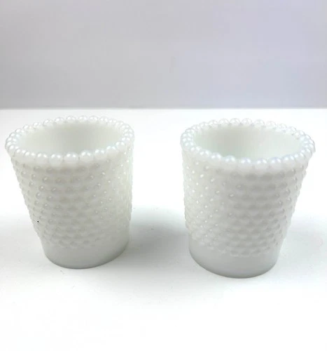 Vintage Milk Glass White Hobnail Votive Candle Holders Embossed PAT. 1939
