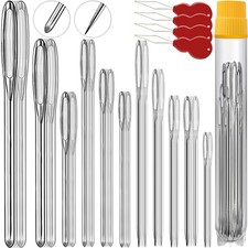 55PCS/11Sizes Blunt Needles and Sharp Needles, Large Eye Hand 55 pack, Silver