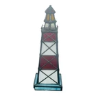 Vintage Tiffany style Stained Glass lighthouse Table Lamp Nautical 8.5” READ