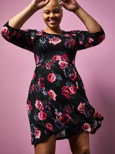 NWT Torrid x Betsey Johnson Black Floral Skater Babydoll Dress Sz 1X (14/16)