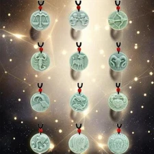 Jade Zodiac Pendant Gemstone Real Men Green Natural Necklace Gift Charm Jewelry