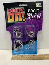 Fun Express Metal Brain Bender 4-Piece Puzzle Set Boggling Fun Puzzles, New