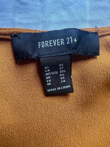 FOREVER 21 Dress Womens 3X Yellow V Neck Long Sleeve Plus - Picture 8 of 16