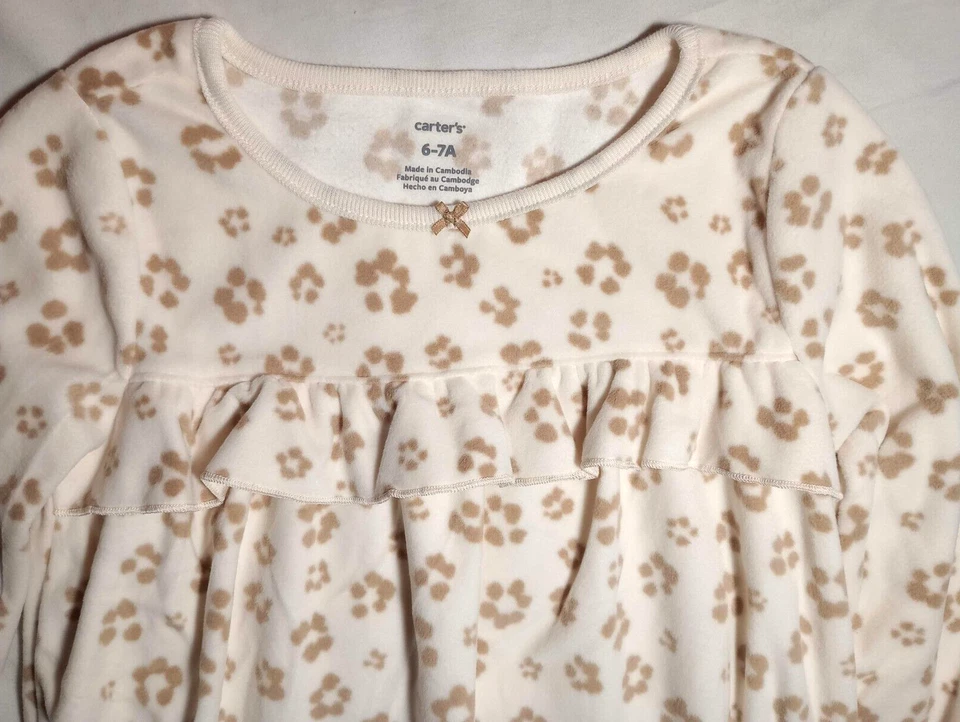Camisón polar estampado leopardo tostado Carter's talla 8 10 manga larga cálido niñas nuevo con etiquetas Foto 2 de 3