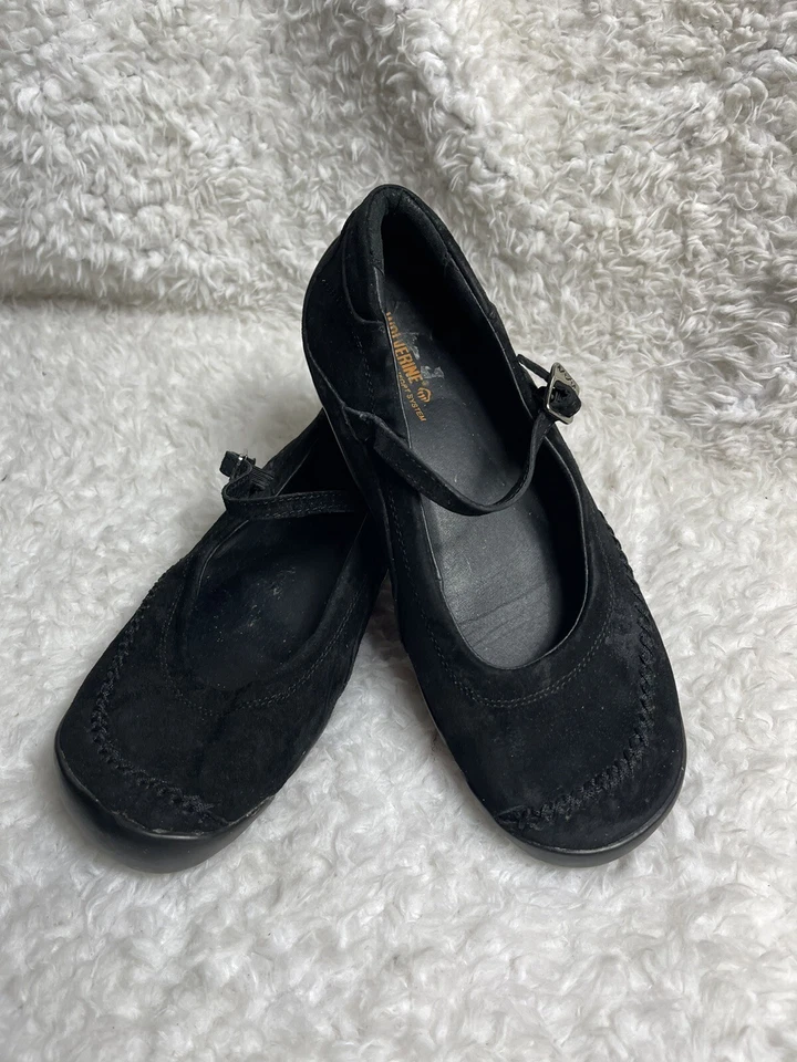 Zapatos planos Mary Jane de cuero negro de gamuza Wolverine talla 10 W Foto 4 de 4